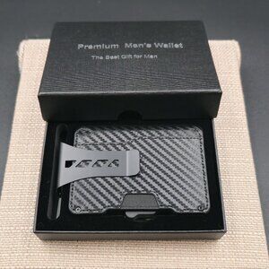Carbon Fiber Style Front Pocket Wallet With Clip B1086